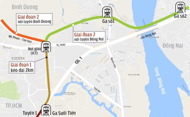 kéo dài tuyến metro số 01 đến Bình Dương, Đồng Nai