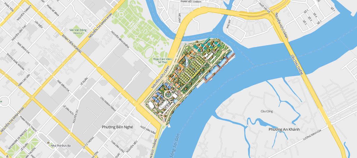 vị trí vinhomes golden river bason